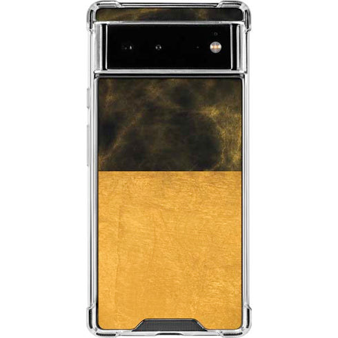 Black and Gold Split Marble Google Pixel 6 Clear Case